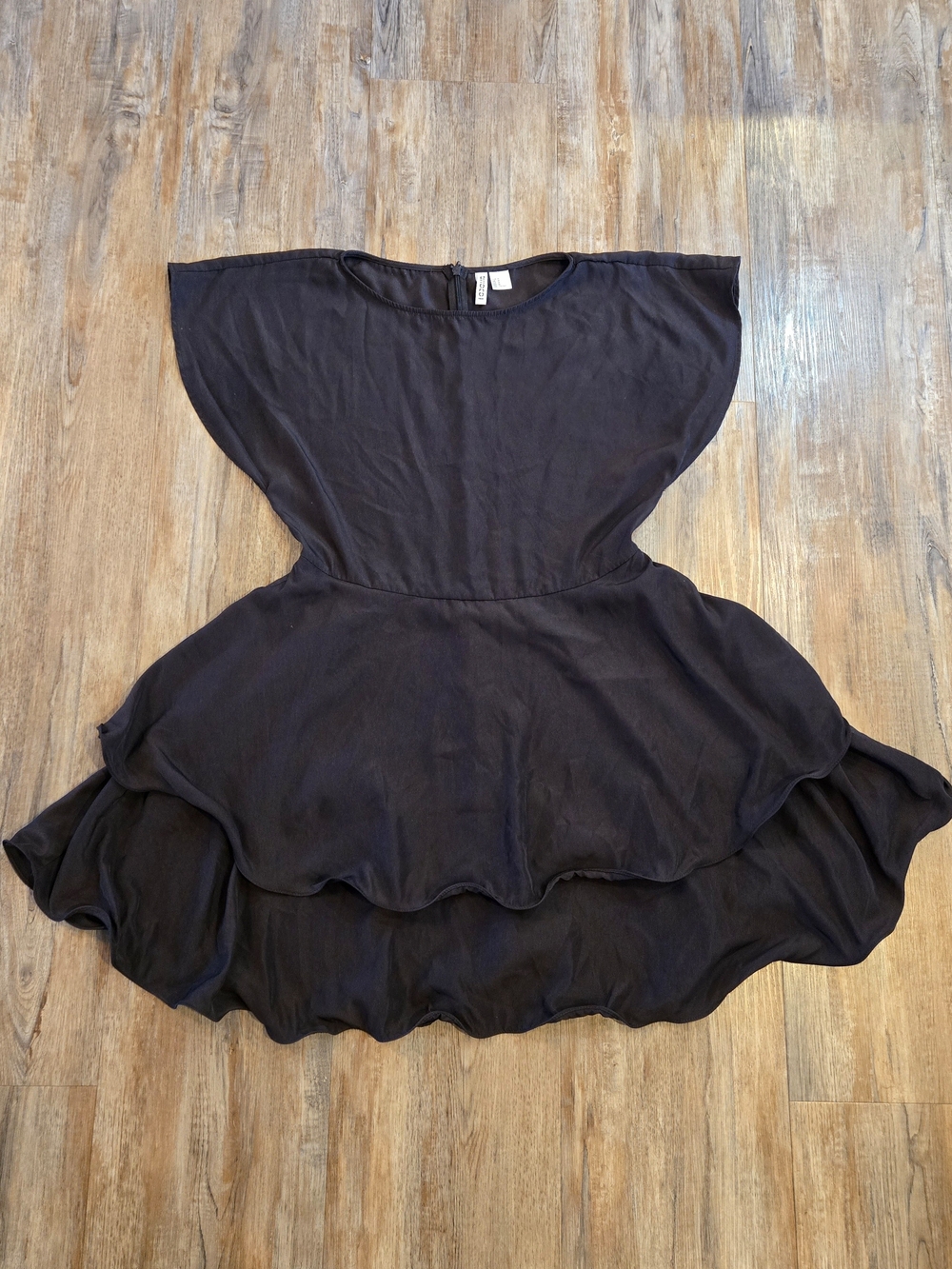 Divided Black Ruffle-Hem Mini Dress